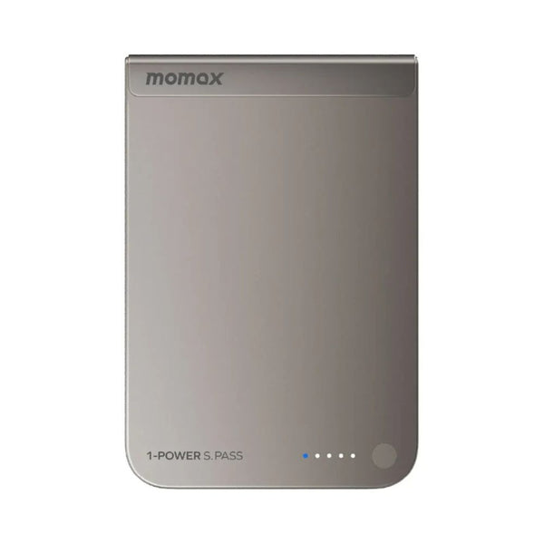 Momax 1-Power S.Pass 5000mAh Qi2 magnetic wireless power bank with 15W charging in Titanium Qatar