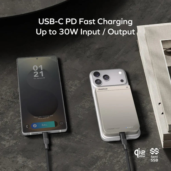 Momax 1-Power S.Pass² 10000mAh magnetic wireless power bank titanium with 25W wireless charging Qatar