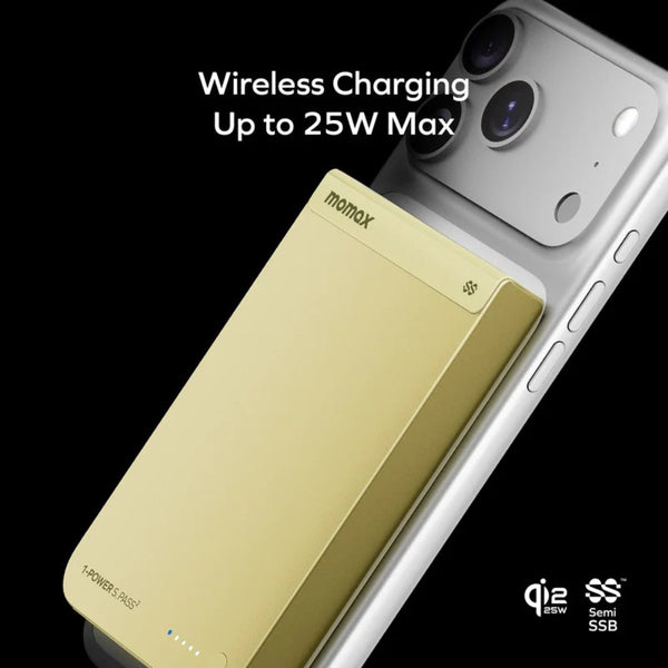 Momax 1-Power S.Pass² 10000mAh magnetic wireless power bank yellow with 25W wireless charging Qatar