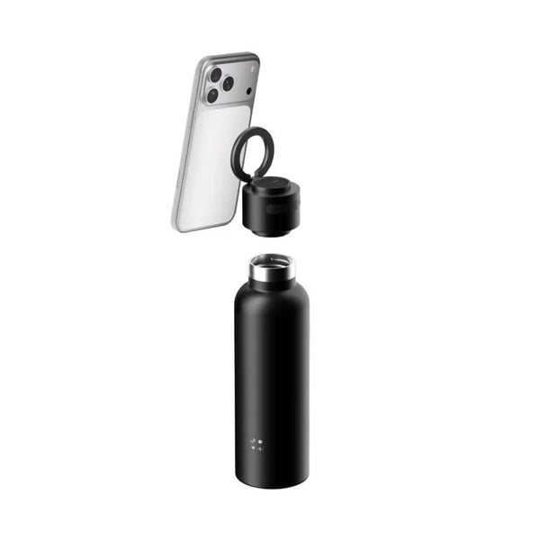 Momax 1-Vibe Bottle magnetic wireless speaker flask with insulated stainless steel design Black Qatar