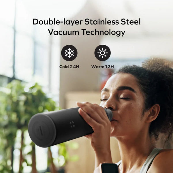 Momax 1-Vibe Bottle magnetic wireless speaker flask with insulated stainless steel design Black Qatar