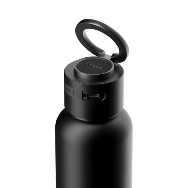 Momax 1-Vibe Bottle magnetic wireless speaker flask with insulated stainless steel design Black Qatar