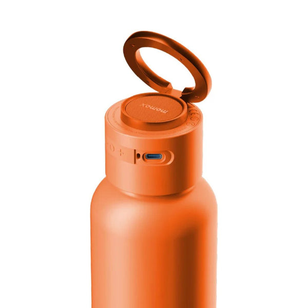 Momax 1-Vibe Bottle magnetic wireless speaker flask with insulated stainless steel design Solar Orange Qatar