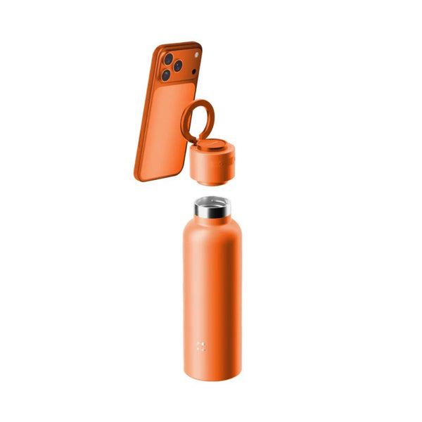 Momax 1-Vibe Bottle magnetic wireless speaker flask with insulated stainless steel design Solar Orange Qatar