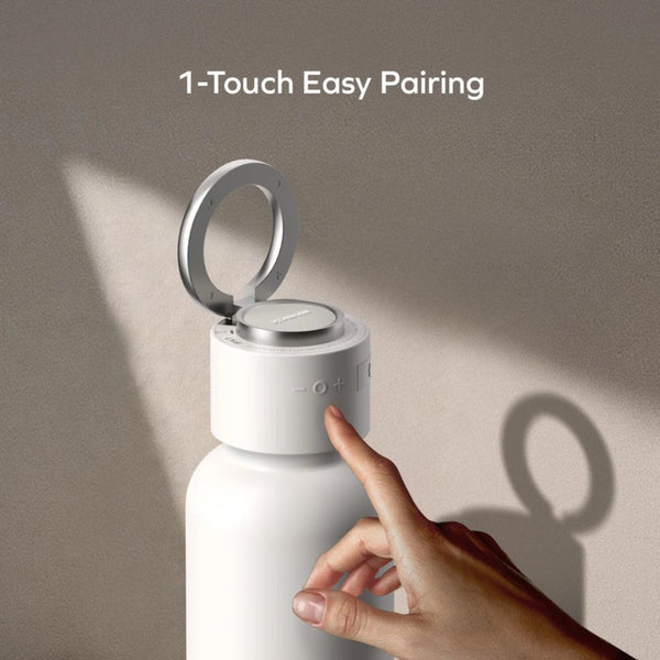 Momax 1-Vibe Bottle magnetic wireless speaker flask with insulated stainless steel design White Qatar