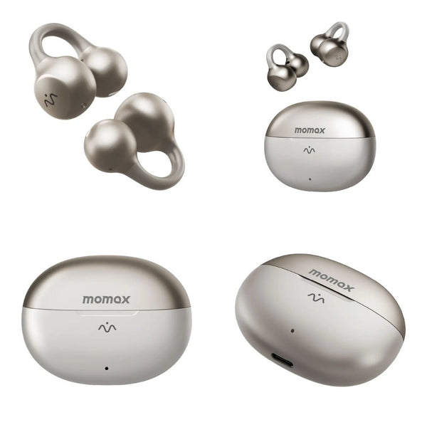 Momax 1-Vibe Clip M.IN.D AI translation clip-on earbuds titanium Bluetooth 6.0 ENC Qatar