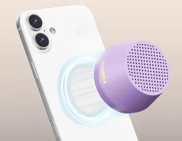 Momax 1-Vibe Go Lite BS8 magnetic wireless speaker with phone stand and TWS, Thabthaba Store Qatar