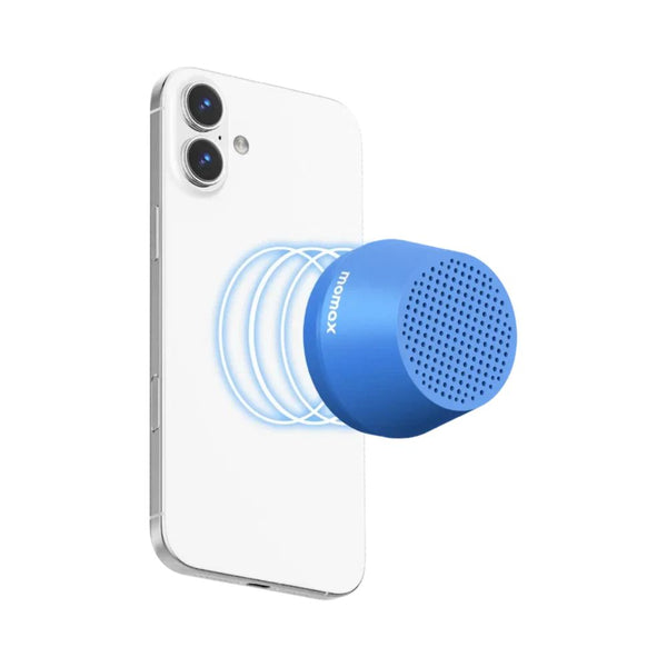 Momax 1-Vibe Go Lite magnetic wireless speaker with TWS and IPX4 protection in Blue Qatar