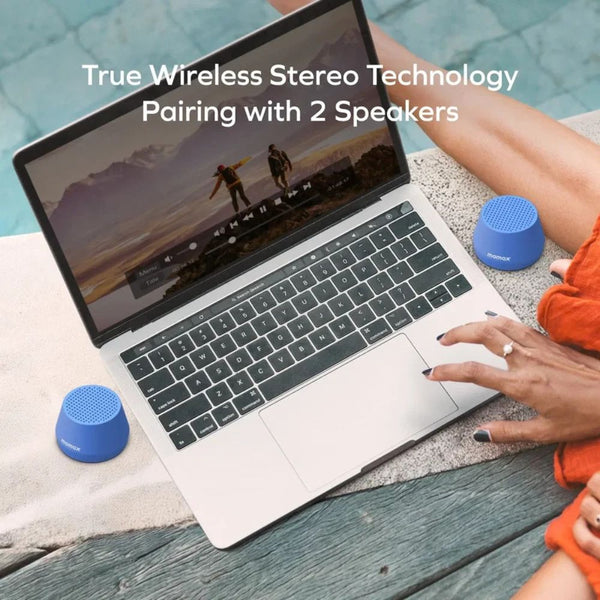 Momax 1-Vibe Go Lite magnetic wireless speaker with TWS and IPX4 protection in Blue Qatar