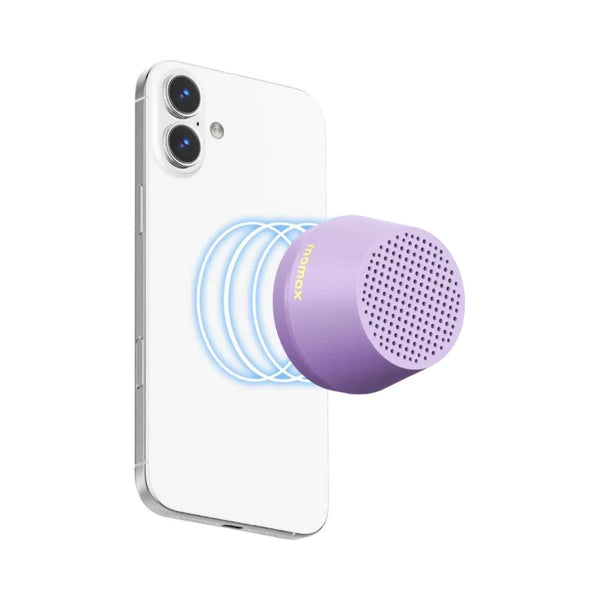 Momax 1-Vibe Go Lite magnetic wireless speaker with TWS and IPX4 protection in Purple Soda Pop Qatar