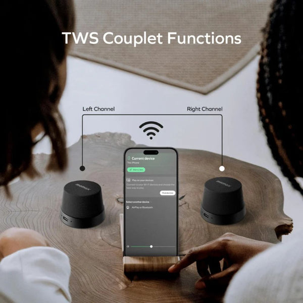 Momax 1-Vibe Go magnetic portable true wireless speaker with TWS and IPX6 protection in Black Qatar