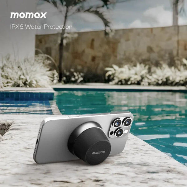 Momax 1-Vibe Go magnetic portable true wireless speaker with TWS and IPX6 protection in Black Qatar
