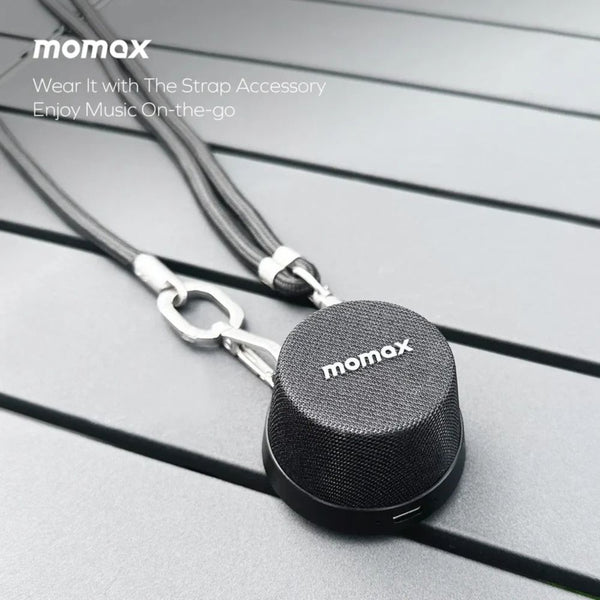 Momax 1-Vibe Go magnetic portable true wireless speaker with TWS and IPX6 protection in Black Qatar