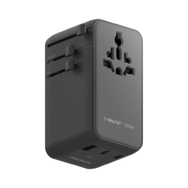 Momax 1-World²⁺ 100W 4-Port GaN Travel Charger Black with Retractable USB-C Cable Qatar