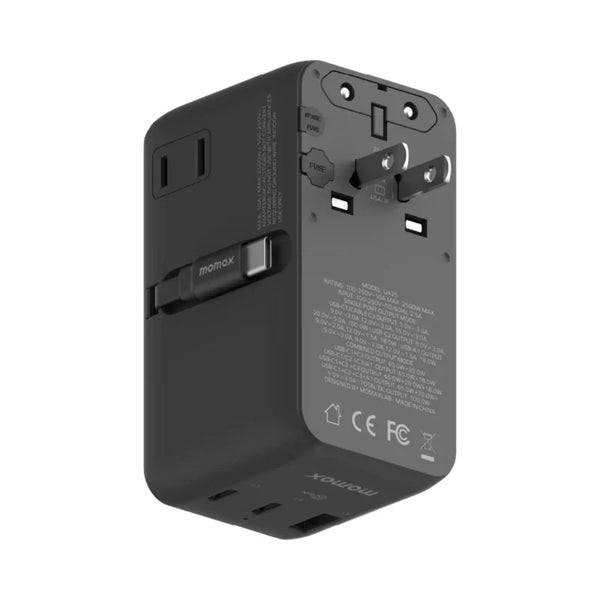 Momax 1-World²⁺ 100W 4-Port GaN Travel Charger Black with Retractable USB-C Cable Qatar
