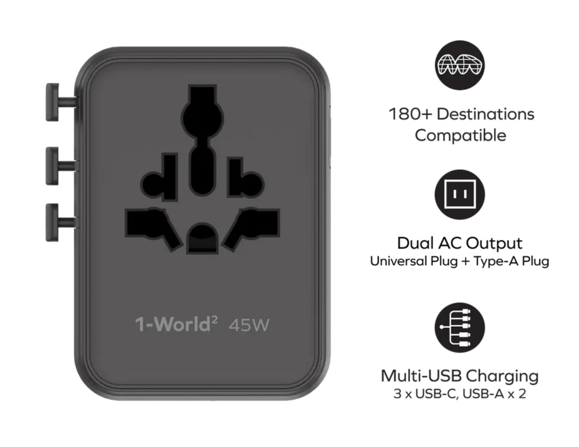 Momax 1-World² 45W 5-Port Dual AC Travel Adapter with universal plugs for global travel Qatar