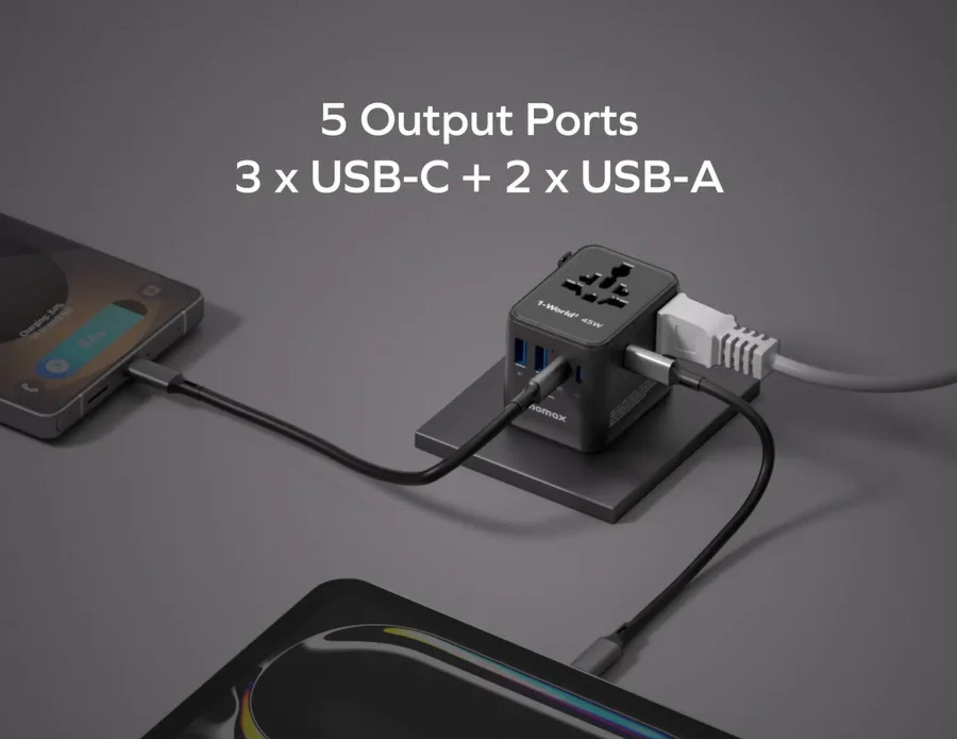 Momax 1-World² 45W 5-Port Dual AC Travel Adapter with universal plugs for global travel Qatar