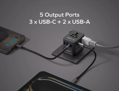 Momax 1-World² 45W 5-Port Dual AC Travel Adapter with universal plugs for global travel Qatar