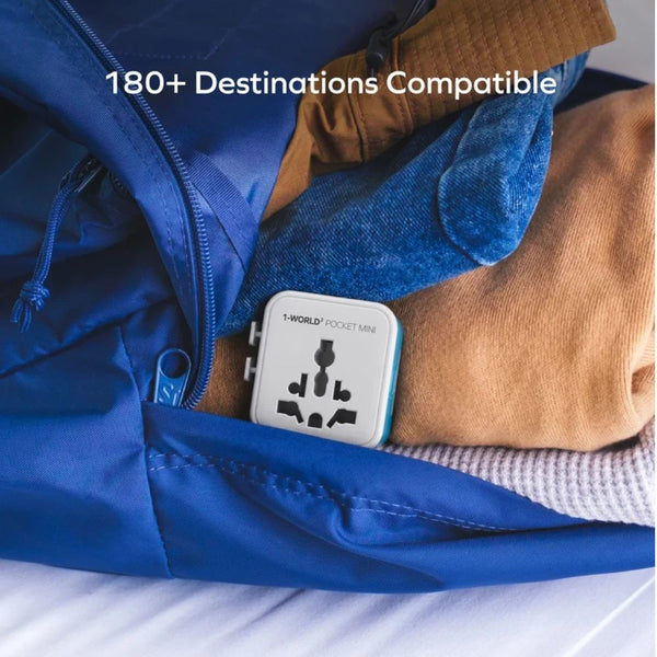Momax 1-World² Pocket Mini Dual AC Travel Adapter Blue UA37AB with foldable plug and overload fuse protection Qatar
