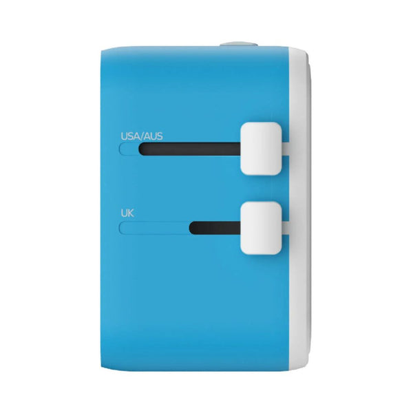 Momax 1-World² Pocket Mini Dual AC Travel Adapter Blue UA37AB with foldable plug and overload fuse protection Qatar
