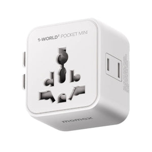 Momax 1-World² Pocket Mini Dual AC Travel Adapter White UA37AW with foldable plug and overload fuse protection Qatar
