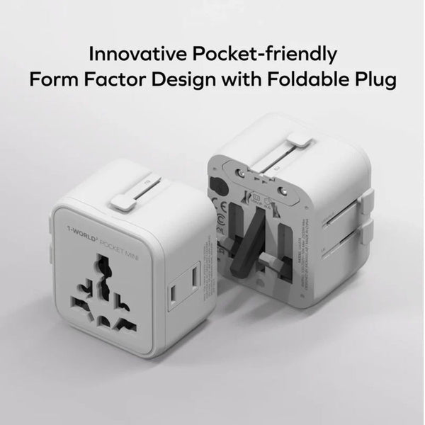 Momax 1-World² Pocket Mini Dual AC Travel Adapter White UA37AW with foldable plug and overload fuse protection Qatar