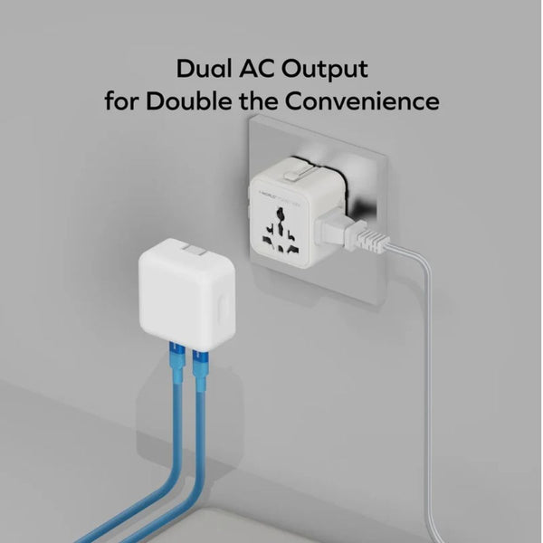 Momax 1-World² Pocket Mini Dual AC Travel Adapter White UA37AW with foldable plug and overload fuse protection Qatar
