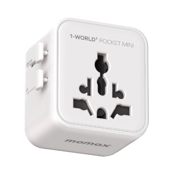 Momax 1-World² Pocket Mini Dual AC Travel Adapter White UA37AW with foldable plug and overload fuse protection Qatar