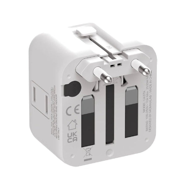 Momax 1-World² Pocket Mini Dual AC Travel Adapter White UA37AW with foldable plug and overload fuse protection Qatar