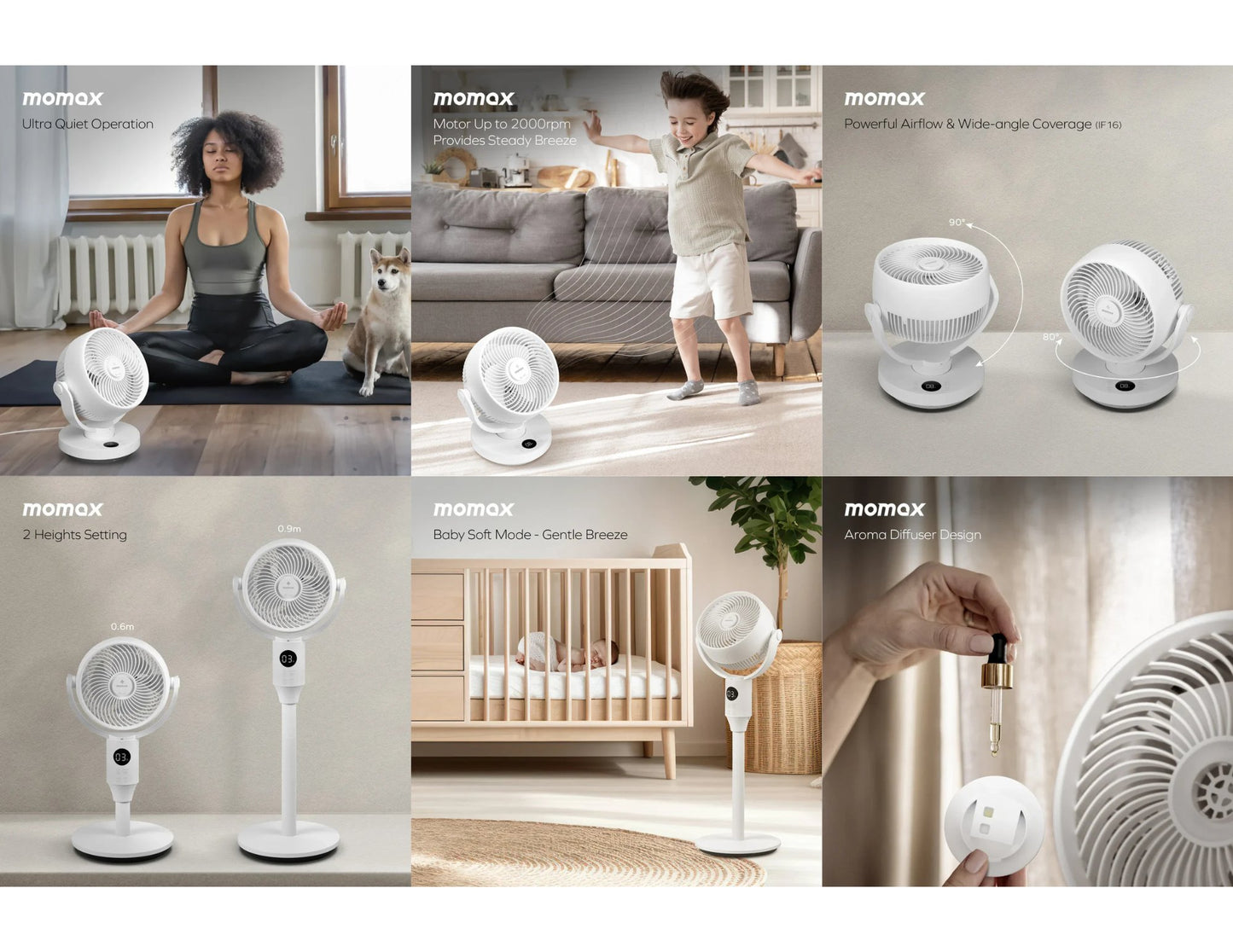 Momax Airoma 3D air circulation fan IF16UKW white