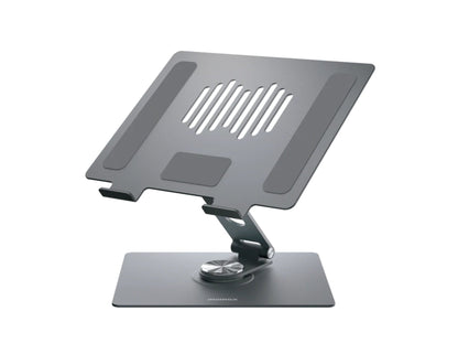 Momax fold stand rotatable tablet and laptop stand space gray with 360 degree rotation.