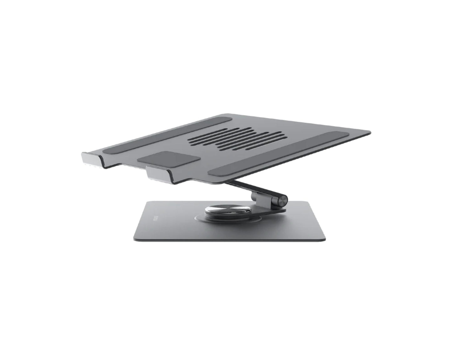 Momax fold stand rotatable tablet and laptop stand space gray with 360 degree rotation.