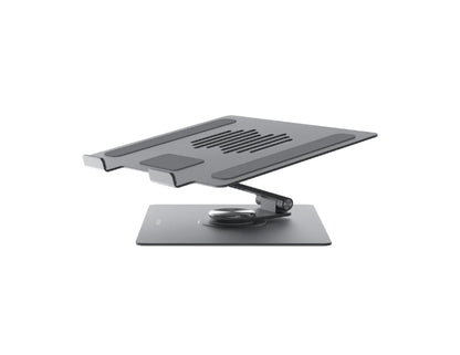 Momax fold stand rotatable tablet and laptop stand space gray with 360 degree rotation.