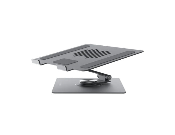 Momax fold stand rotatable tablet and laptop stand space gray with 360 degree rotation.