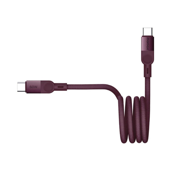 Momax Mag.Link 60W USB-C to USB-C Magnetic Cable 1m with self-winding design and durable braided construction in Qatar