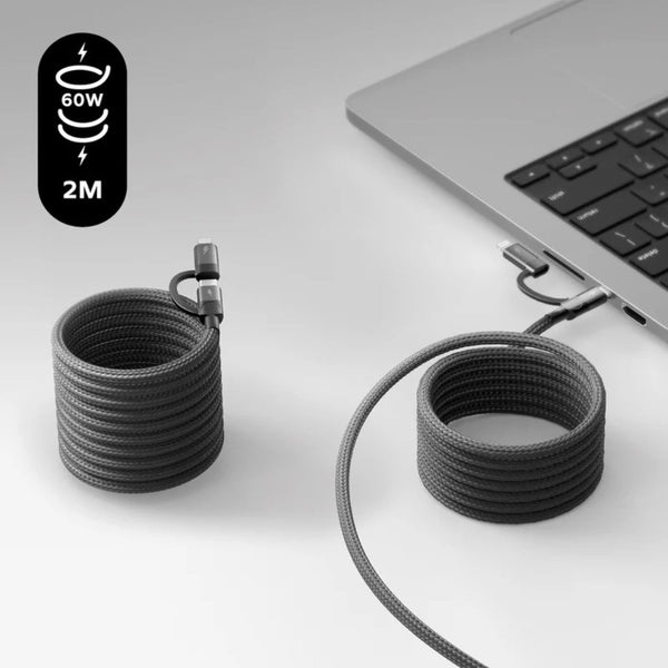 Momax Mag.Link Duo 60W magnetic USB-C to USB-C and Lightning charging cable Black Qatar