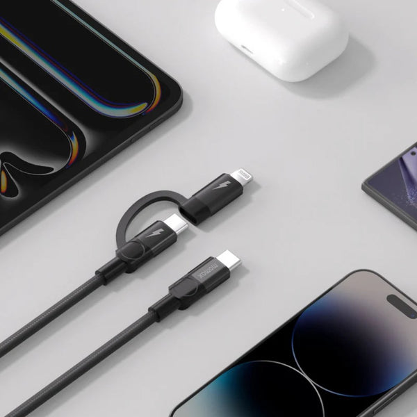 Momax Mag.Link Duo 60W magnetic USB-C to USB-C and Lightning charging cable Black Qatar