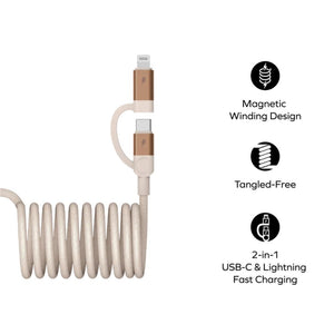 Momax Mag.Link Duo magnetic USB-C and Lightning cable 60W 1m Sandstone Qatar