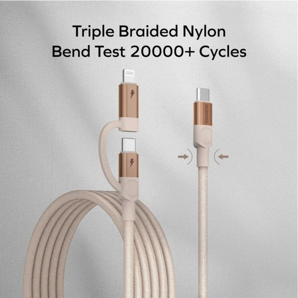 Momax Mag.Link Duo magnetic USB-C and Lightning cable 60W 1m Sandstone Qatar