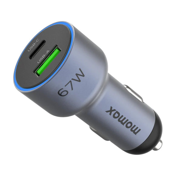 Momax MoVe 67W dual-port car charger with USB-C to USB-C cable Space Gray Qatar
