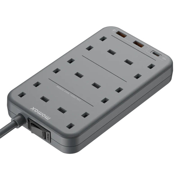 Momax OnePlug 6 outlet power strip with 20W USB-C PD and QC 3.0 fast charging Grey Qatar