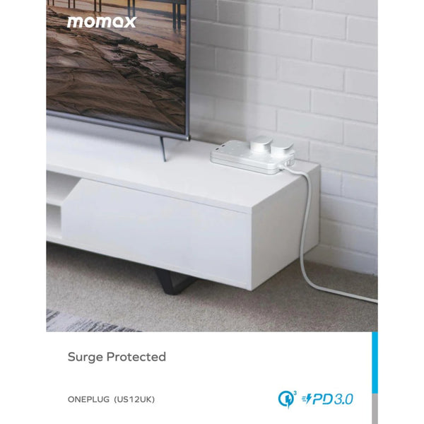 Momax OnePlug 6 outlet power strip with 20W USB-C PD and QC 3.0 fast charging White Qatar