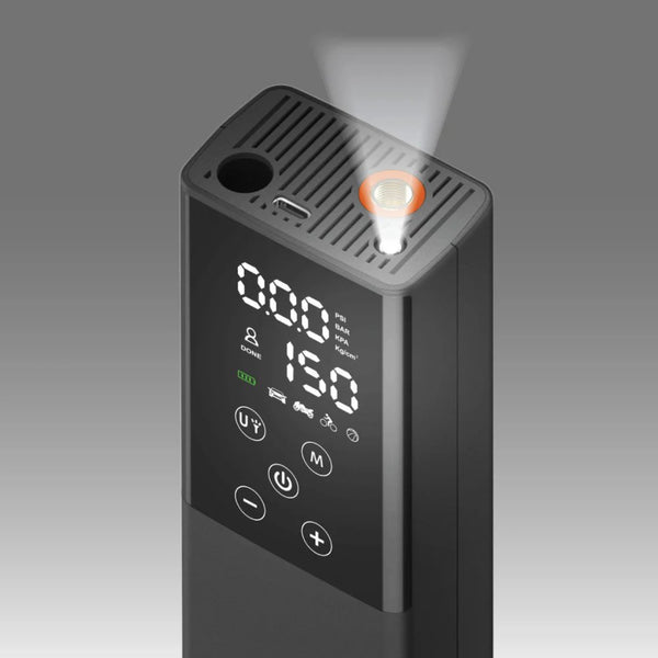 Momax Smart IoT Electric Air Pump 150PSI Black portable air inflator with flashlight Qatar