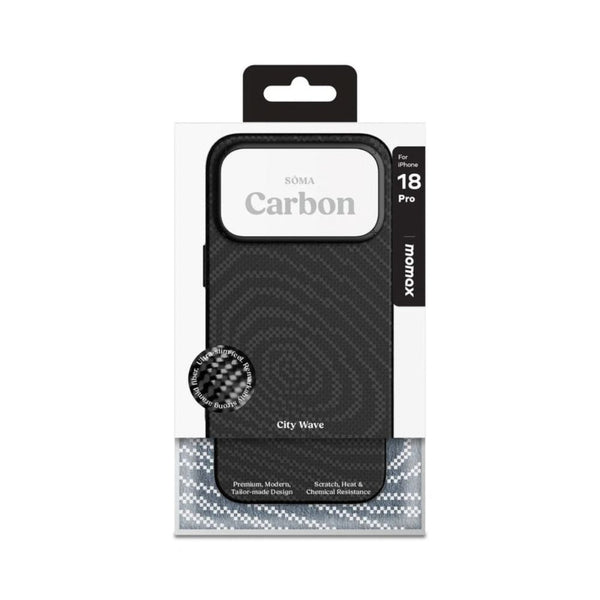 Momax Sōma Carbon Aramid Magnetic Case for iPhone 18 Pro Black Qatar
