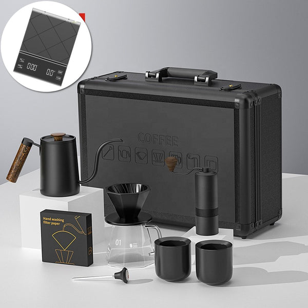 NIBU 9 Piece Pour Over Coffee Gift Set with EK6012 Digital Coffee Scale Black Qatar