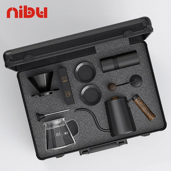 NIBU 9 Piece Pour Over Coffee Gift Set with EK6012 Digital Coffee Scale Black Qatar