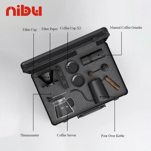 NIBU 9 Piece Pour Over Coffee Gift Set with EK6012 Digital Coffee Scale Black Qatar