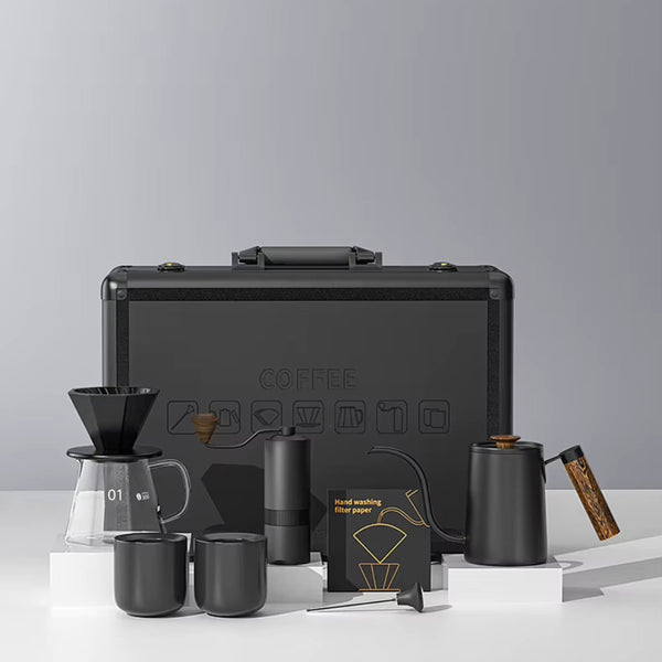NIBU 9 Piece Pour Over Coffee Gift Set with EK6012 Digital Coffee Scale Black Qatar
