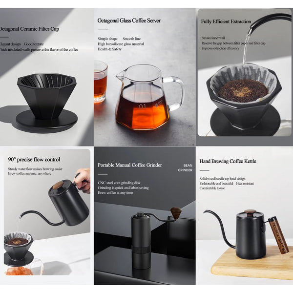 NIBU 9 Piece Pour Over Coffee Gift Set with EK6012 Digital Coffee Scale Black Qatar