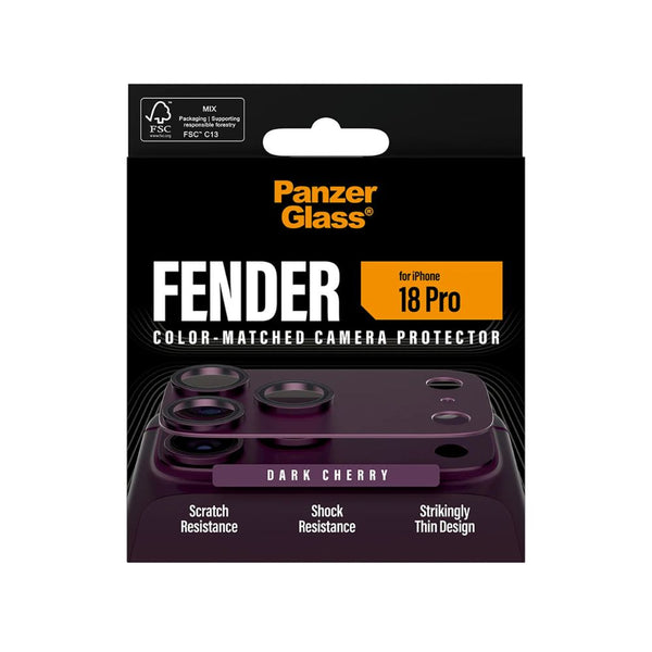 PanzerGlass Fender camera lens protector for iPhone 18 Pro in Dark Cherry with slim matte aluminum camera protection Qatar